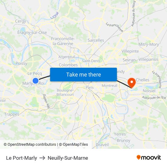 Le Port-Marly to Neuilly-Sur-Marne map