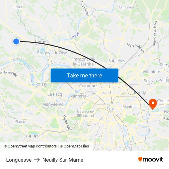 Longuesse to Neuilly-Sur-Marne map