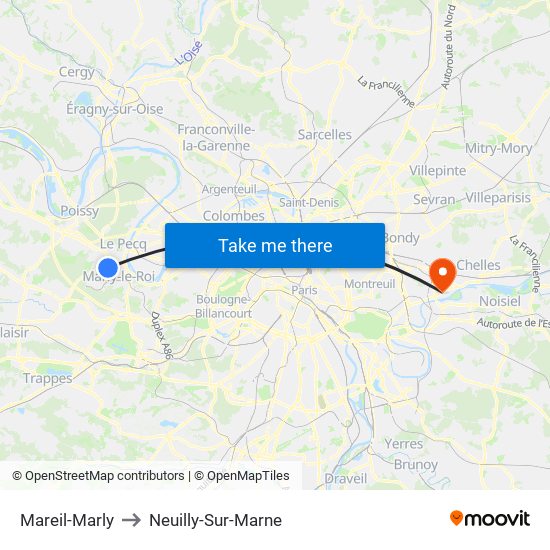 Mareil-Marly to Neuilly-Sur-Marne map
