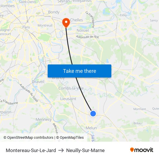 Montereau-Sur-Le-Jard to Neuilly-Sur-Marne map