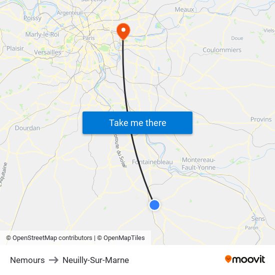 Nemours to Neuilly-Sur-Marne map
