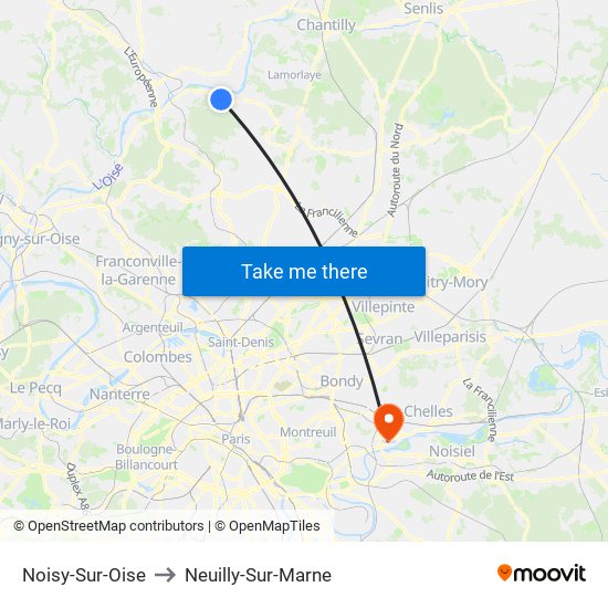 Noisy-Sur-Oise to Neuilly-Sur-Marne map
