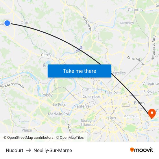Nucourt to Neuilly-Sur-Marne map
