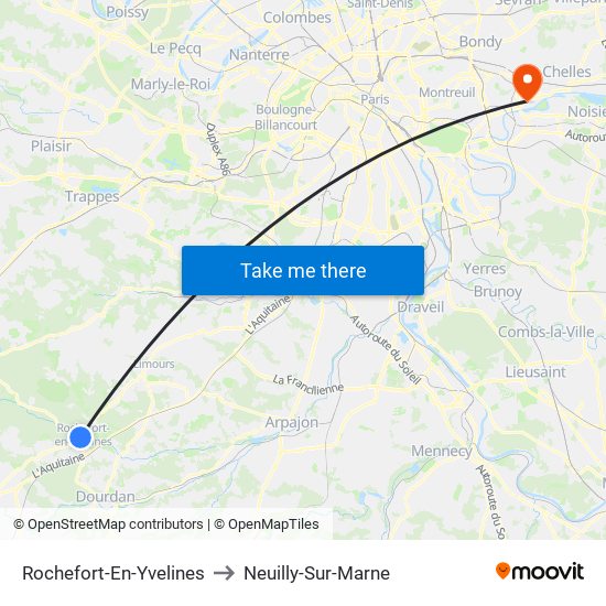 Rochefort-En-Yvelines to Neuilly-Sur-Marne map