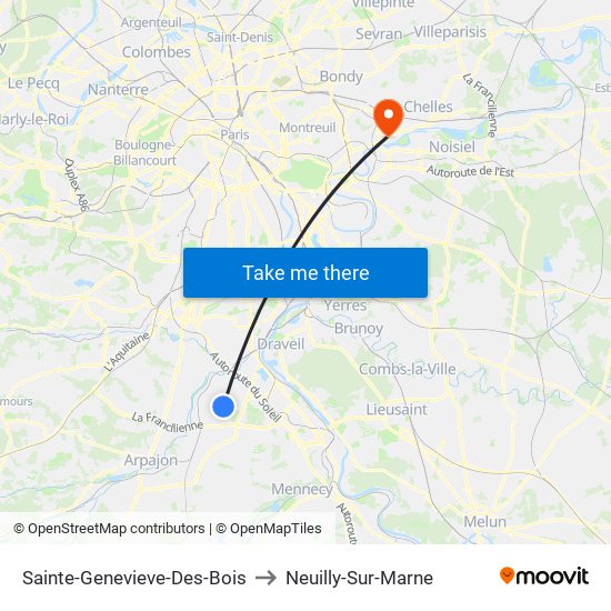Sainte-Genevieve-Des-Bois to Neuilly-Sur-Marne map