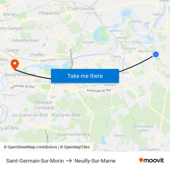 Saint-Germain-Sur-Morin to Neuilly-Sur-Marne map