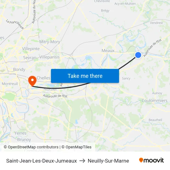 Saint-Jean-Les-Deux-Jumeaux to Neuilly-Sur-Marne map