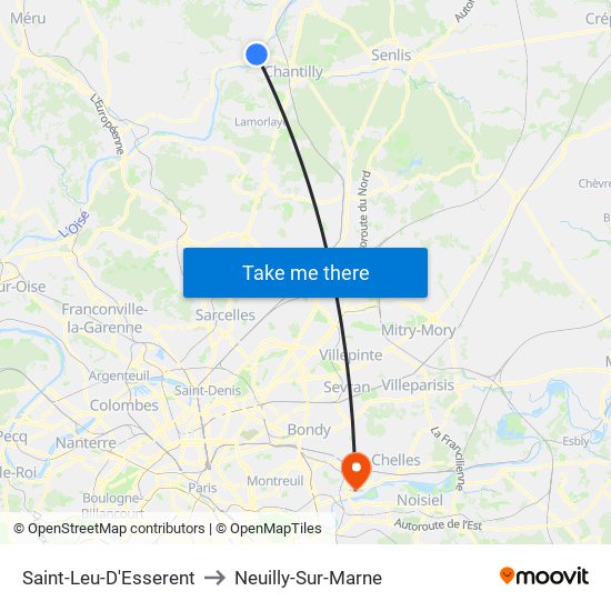 Saint-Leu-D'Esserent to Neuilly-Sur-Marne map