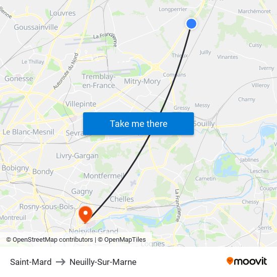 Saint-Mard to Neuilly-Sur-Marne map