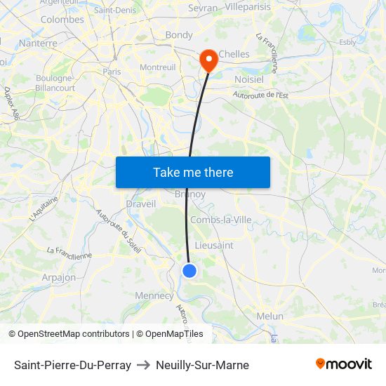 Saint-Pierre-Du-Perray to Neuilly-Sur-Marne map