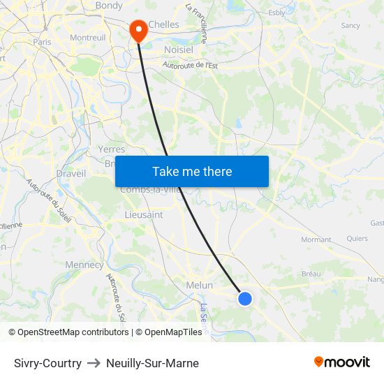 Sivry-Courtry to Neuilly-Sur-Marne map