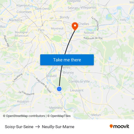 Soisy-Sur-Seine to Neuilly-Sur-Marne map