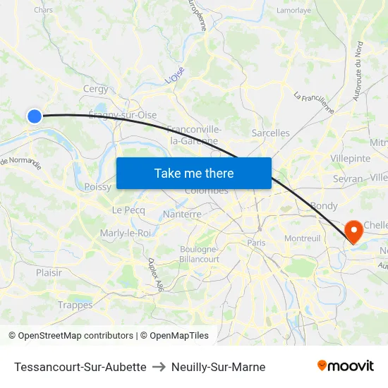 Tessancourt-Sur-Aubette to Neuilly-Sur-Marne map