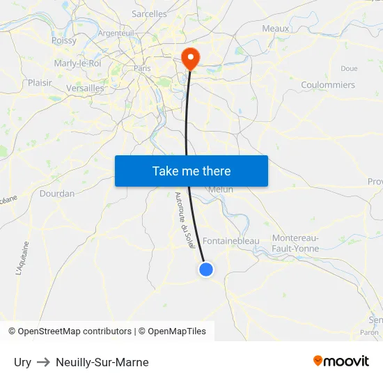 Ury to Neuilly-Sur-Marne map
