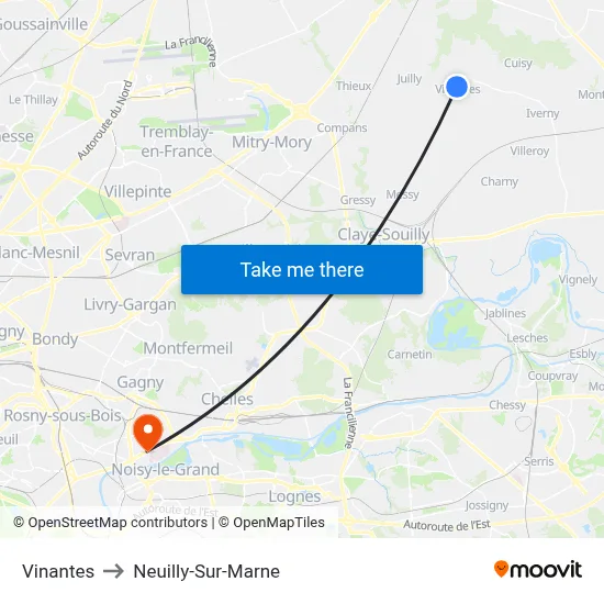 Vinantes to Neuilly-Sur-Marne map