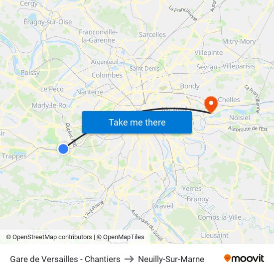 Gare de Versailles - Chantiers to Neuilly-Sur-Marne map