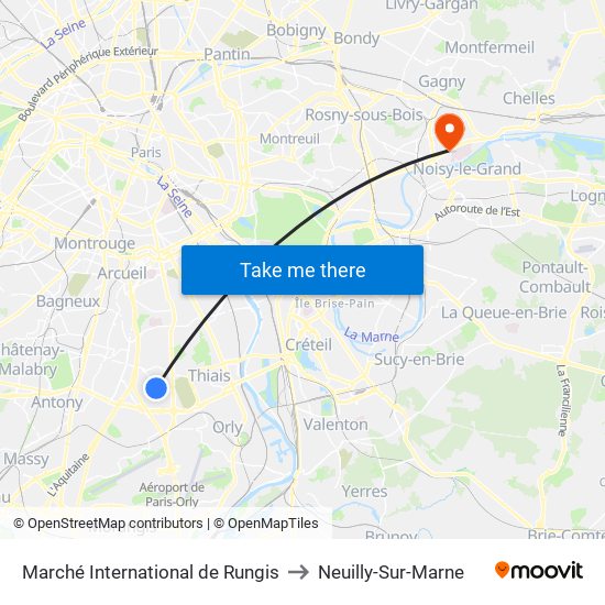 Marché International de Rungis to Neuilly-Sur-Marne map