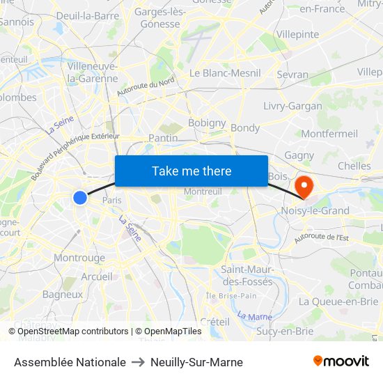 Assemblée Nationale to Neuilly-Sur-Marne map