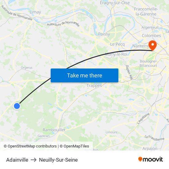 Adainville to Neuilly-Sur-Seine map