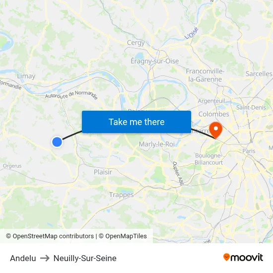 Andelu to Neuilly-Sur-Seine map