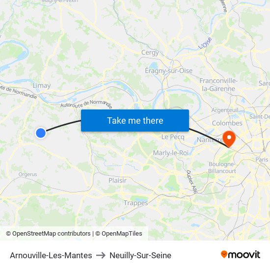 Arnouville-Les-Mantes to Neuilly-Sur-Seine map