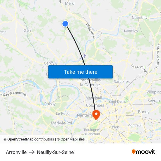 Arronville to Neuilly-Sur-Seine map