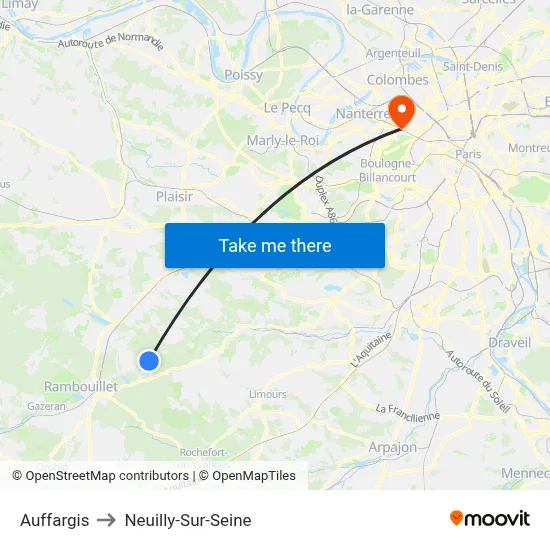 Auffargis to Neuilly-Sur-Seine map