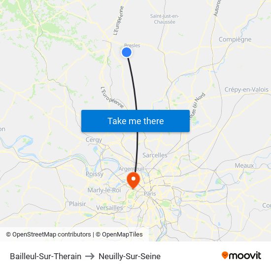 Bailleul-Sur-Therain to Neuilly-Sur-Seine map