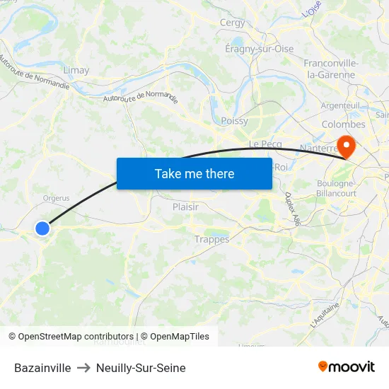 Bazainville to Neuilly-Sur-Seine map