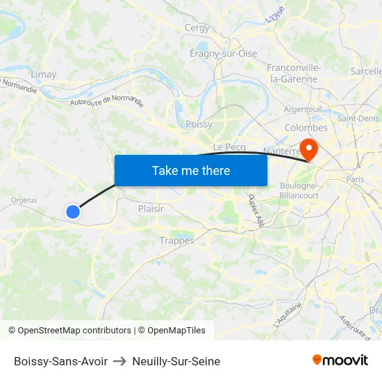 Boissy-Sans-Avoir to Neuilly-Sur-Seine map