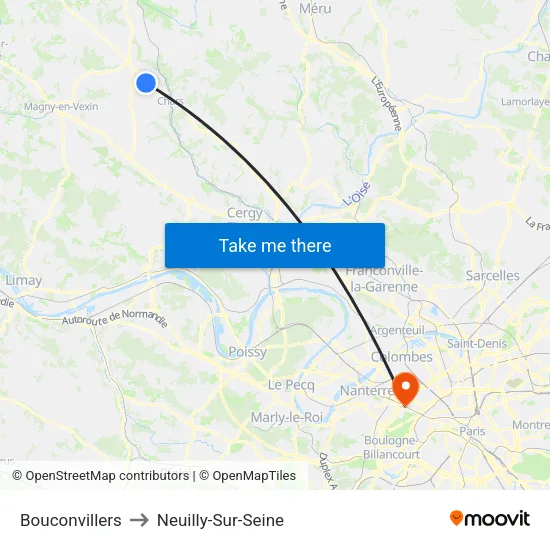 Bouconvillers to Neuilly-Sur-Seine map