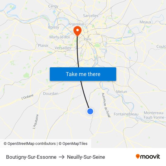 Boutigny-Sur-Essonne to Neuilly-Sur-Seine map