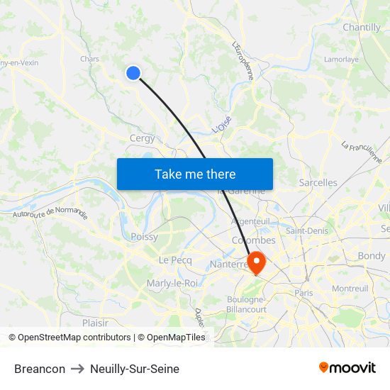 Breancon to Neuilly-Sur-Seine map