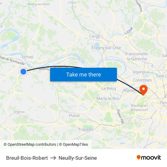 Breuil-Bois-Robert to Neuilly-Sur-Seine map