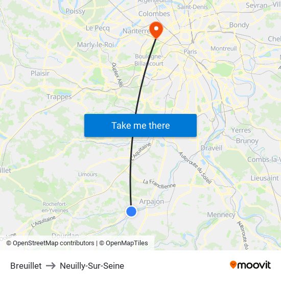 Breuillet to Neuilly-Sur-Seine map