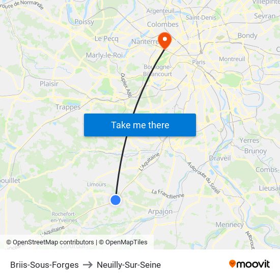 Briis-Sous-Forges to Neuilly-Sur-Seine map