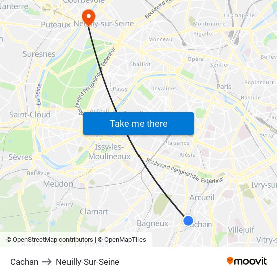Cachan to Neuilly-Sur-Seine map