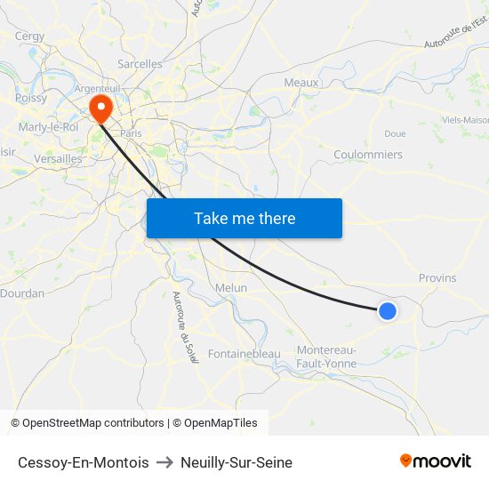 Cessoy-En-Montois to Neuilly-Sur-Seine map