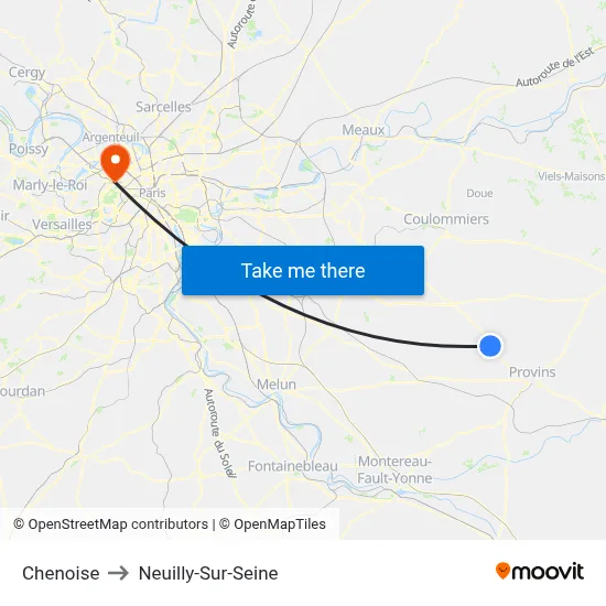 Chenoise to Neuilly-Sur-Seine map