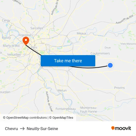 Chevru to Neuilly-Sur-Seine map