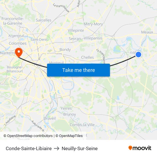 Conde-Sainte-Libiaire to Neuilly-Sur-Seine map