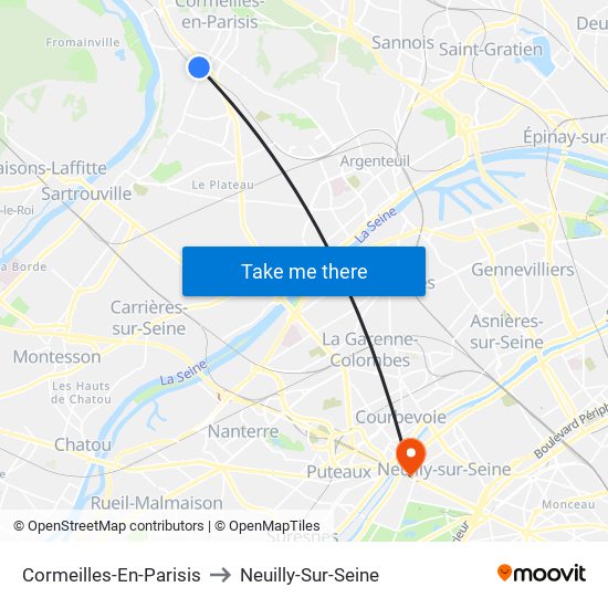 Cormeilles-En-Parisis to Neuilly-Sur-Seine map