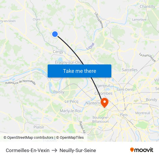 Cormeilles-En-Vexin to Neuilly-Sur-Seine map