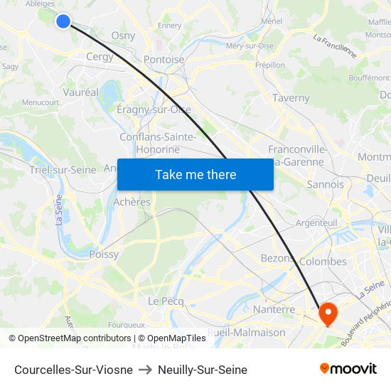 Courcelles-Sur-Viosne to Neuilly-Sur-Seine map