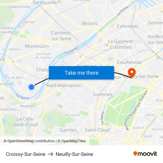 Croissy-Sur-Seine to Neuilly-Sur-Seine map