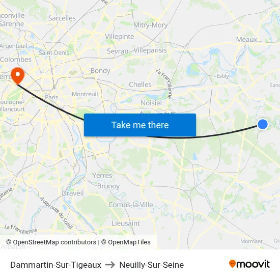 Dammartin-Sur-Tigeaux to Neuilly-Sur-Seine map