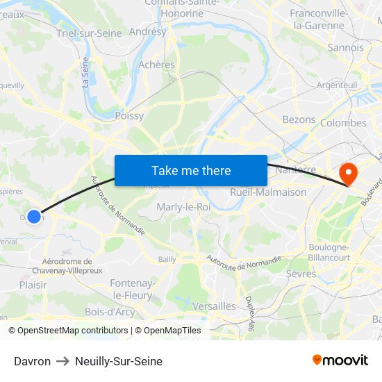 Davron to Neuilly-Sur-Seine map