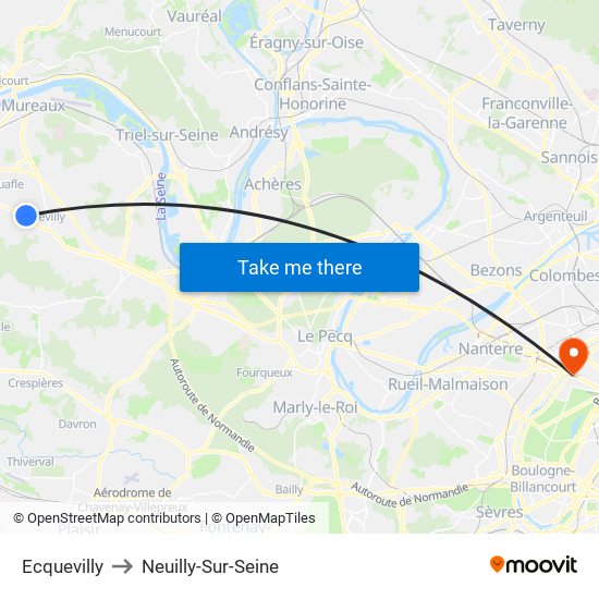 Ecquevilly to Neuilly-Sur-Seine map