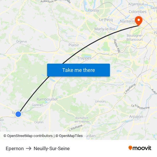 Epernon to Neuilly-Sur-Seine map