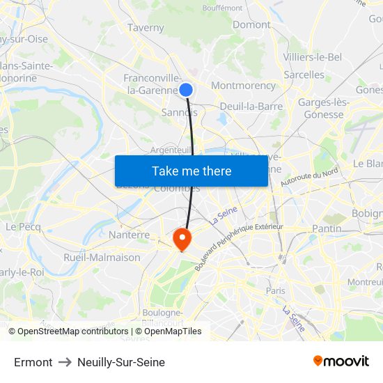 Ermont to Neuilly-Sur-Seine map